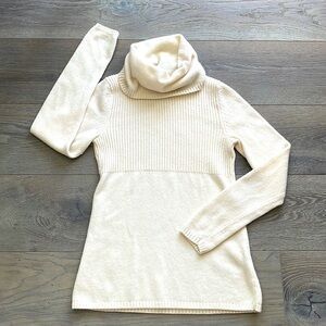 Banana Republic Cashmere Blend Cream Turtleneck/ Cowl Neck Sweater-XS